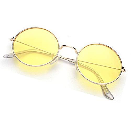 Unisex Yellow Silver Round Sunglass