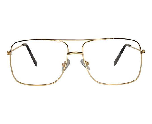 Unisex Clear Golden Retro Square Sunglass